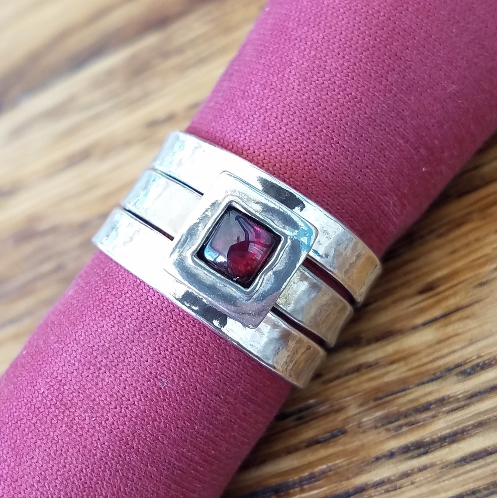 Silpada Stackable Sterling Silver and Garnet Ring
